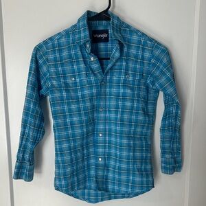 Wrangler Turquoise Checkered Casual Shirt